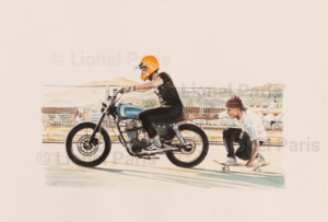 Lionel Paris, Moto Skate, Aquarelle, 2021